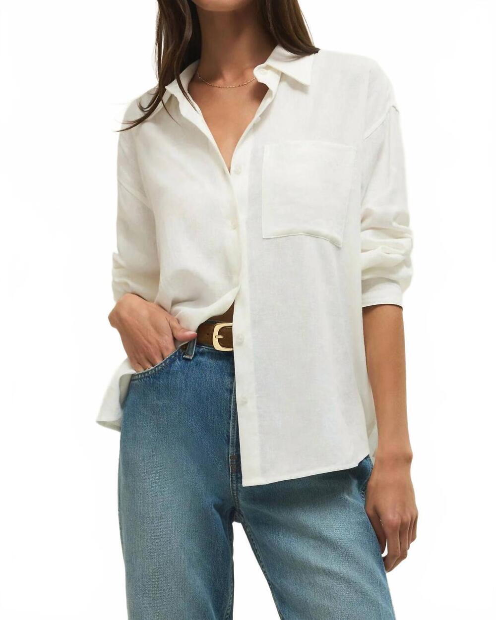 NEW Z SUPPLY alfie button-up shirt in white